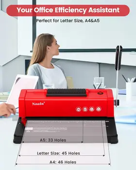 46-Hole Spiral Coil Binding Machine, Electric Inserter, 100 Comb Spines, for A4/A5/Letter, Office Home 3
