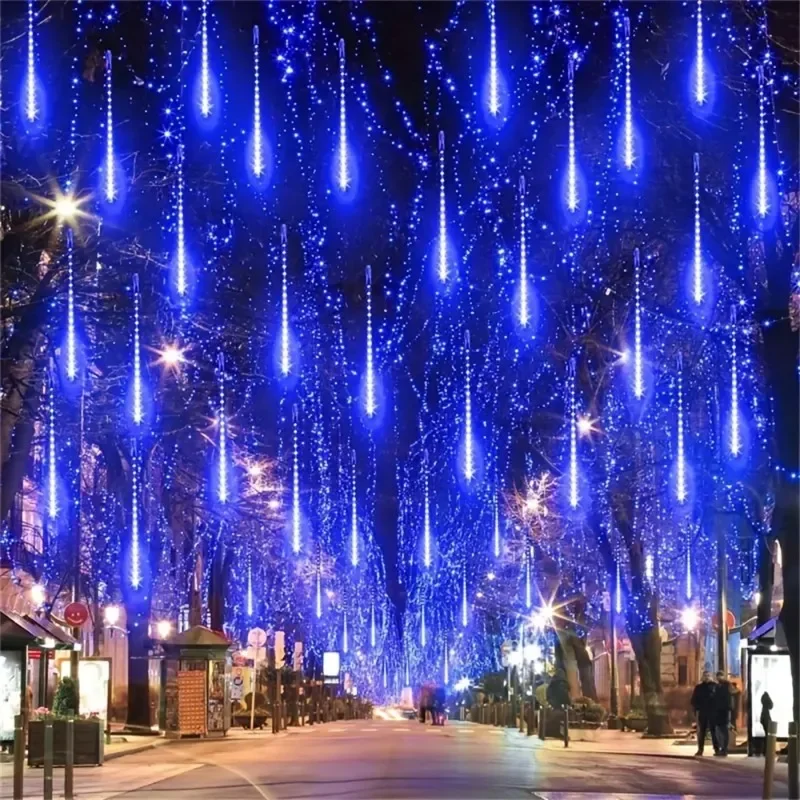 Description Picture 5 of item1/2/3/4 Set LED Meteor Shower Lights Fairy String Lights Christmas Holiday Snow Falling Icicle Cascading Light Halloween Decor