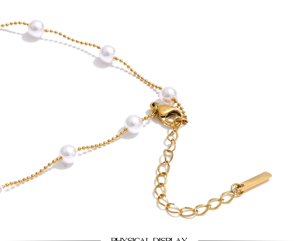 Yhpup Halskette im koreanischen Stil mit simulierten Perlen, Kette mit Herzanhänger für Damen, modische Neuheiten, schicker Halsschmuck, Gala-Geschenk – Detail 6