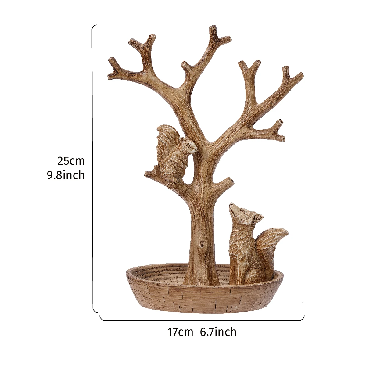 1PC, creative fox, squirrel and pine tree-shaped decorative jewelry box, simple fox and pine tree-shaped jewelry storage box