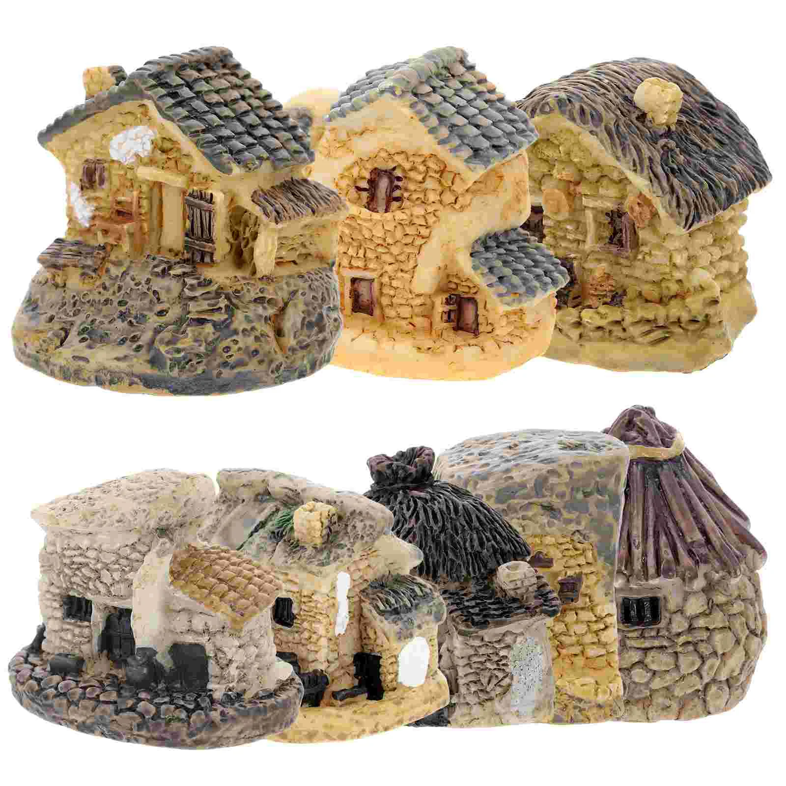 

House Fairy Village Miniature Mini Garden Resin Landscape Ornament Cottage Micro Stone Decor Supplies Christmas Aquarium
