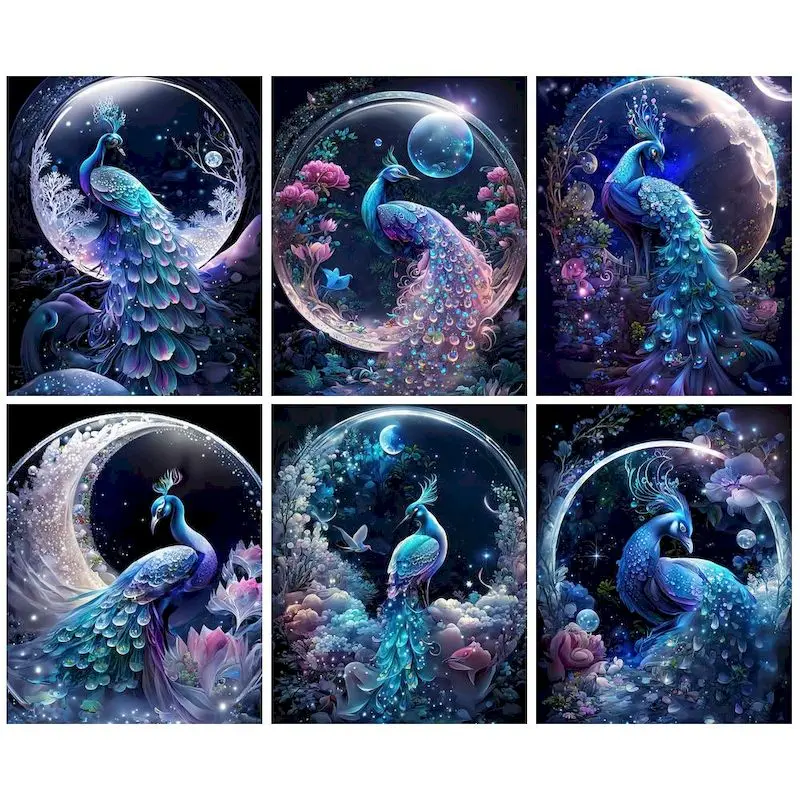 

CHENISTORY Diamond 5d Diy Diamond Painting Beautiful Peacock Animals Full Square Diamond Embroidery Mosaic Handicraft Wall Art