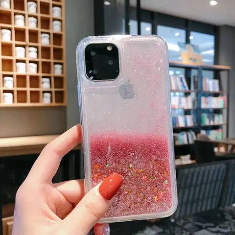 Quicksand Cover for iPhone 13 12 11 Pro Max Liquid Hard Phone Shell for iPhone 6 6S 7 8 Plus X XR XS Cute Apps Icon Case