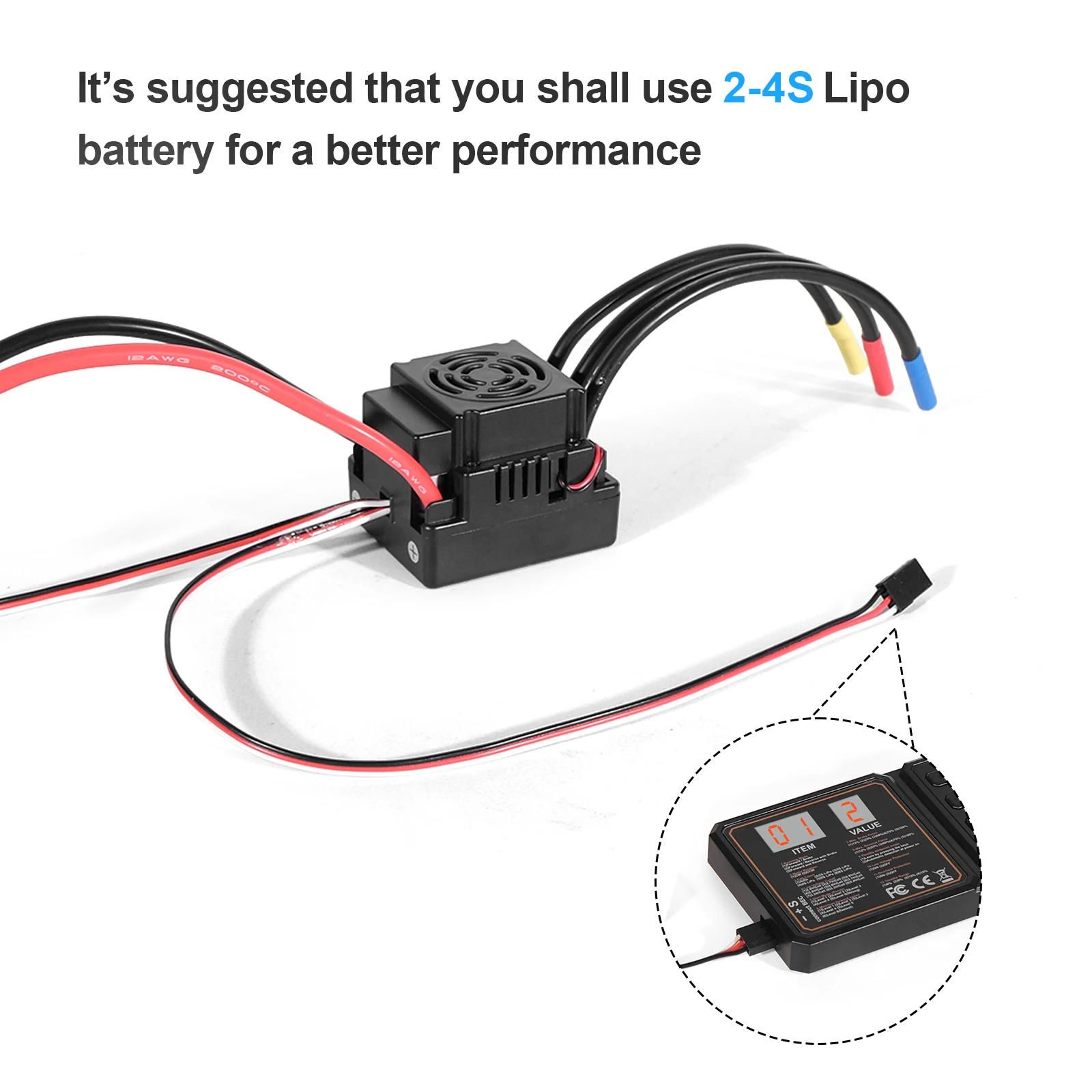 Carte programmation ESC brushless 120A pour voiture RC