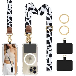 Universal Phone Lanyard with Adjustable Anti - Theft Wrist and Neck Strap - Polyester / Nylon (Black white)