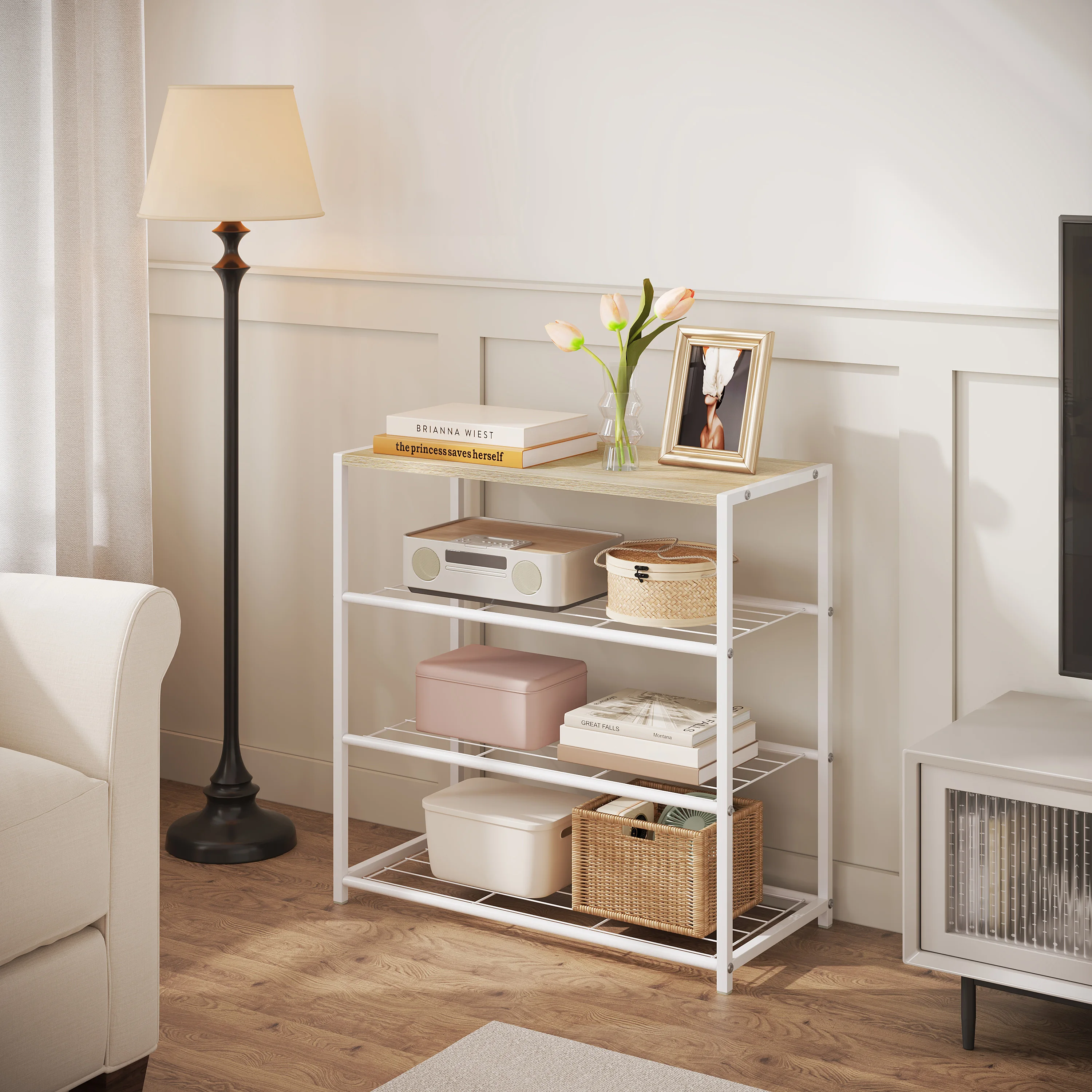 WOLTU Schuhregal 2/3/4 Schichten Schuhorganisatoren Metallrahmen Schuhaufbewahrungsregal Schuhbank für Wohnzimmer Eingang Flur Badezimmer – Detail 25