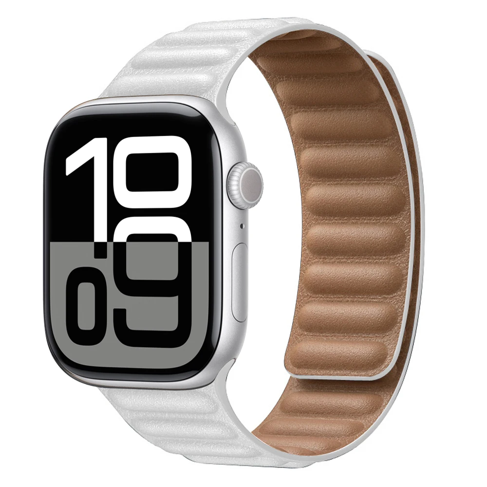 Premium Leather Magnetic Loop Watch Band Strap - Elegant Bracelet Design