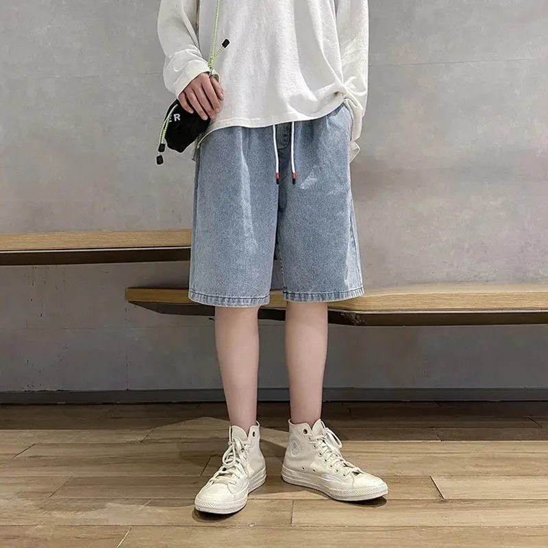 Straight Leg Denim Shorts Korean Version Fashionable Men's Street Trend High-Quality Shopping Travel Loose Thin Men's Shorts