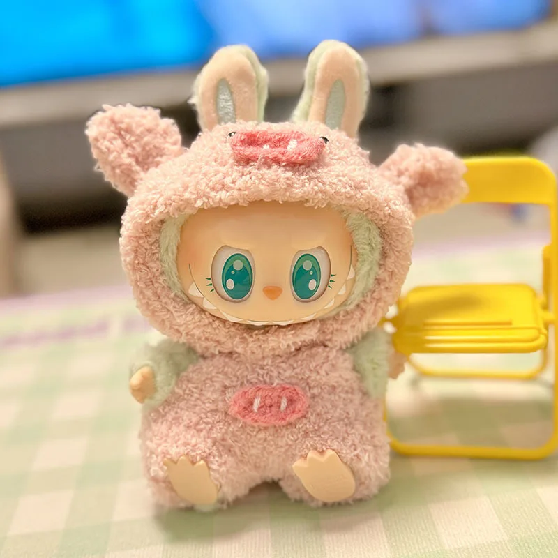 17cm Cute Labubu Mini Plush Doll Costume Party Play Clothing DIY Gift Shark Elk Kawaii Birthday Gift Toy