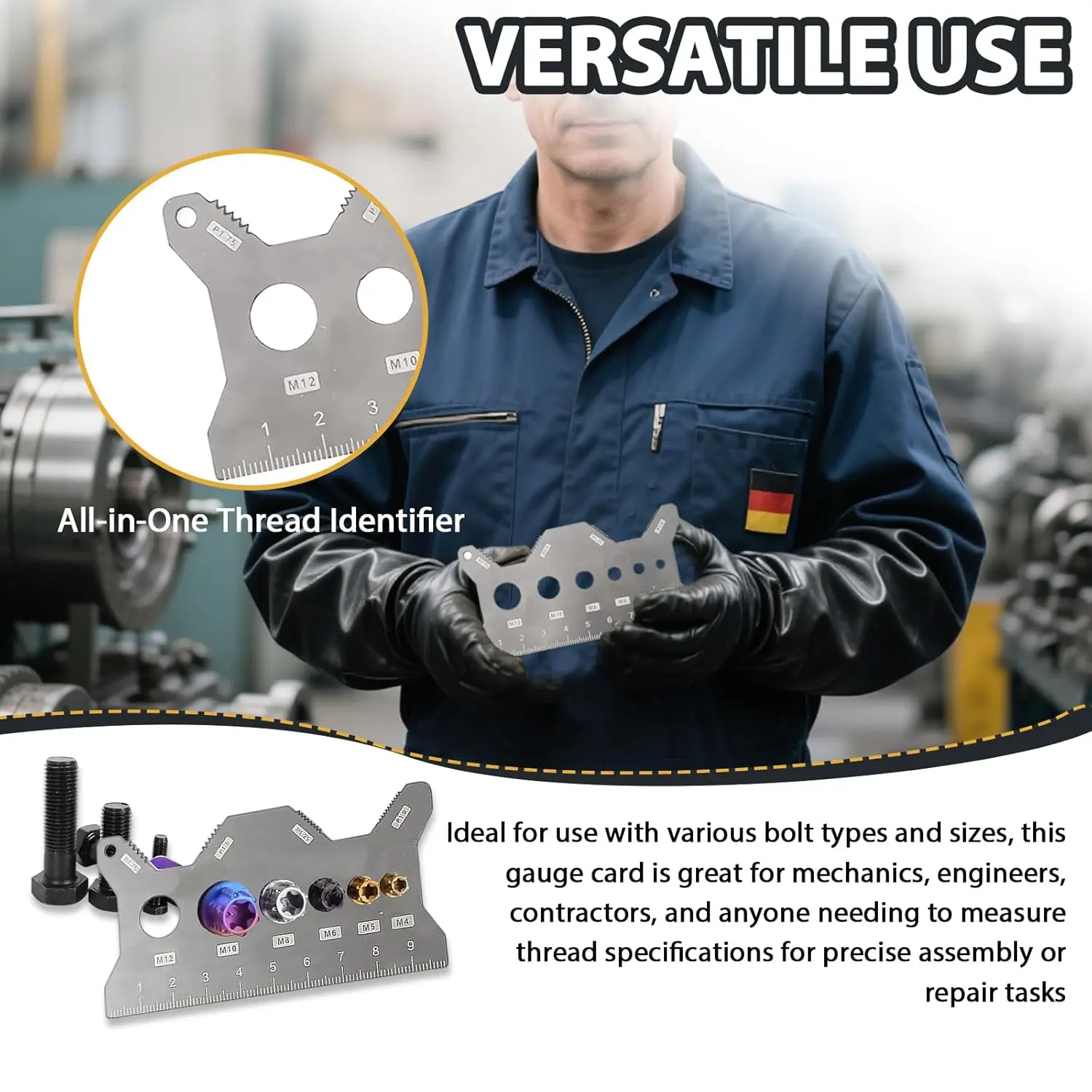 1pc 나사산 피치 게이지 눈금자 측정 도구 볼트 너트 미터법 가공 나사산 나사 절삭 게이지 각도 모델 측정