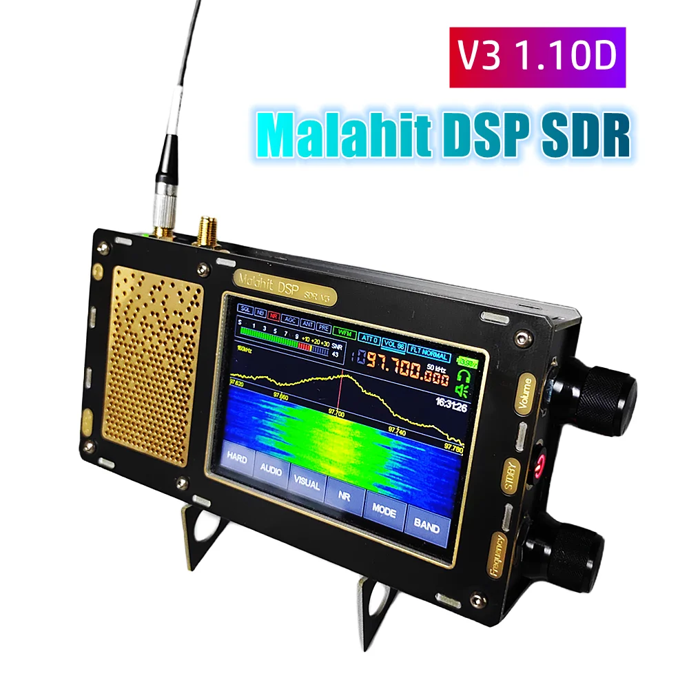新しいV3マラカイトラジオデュアルアンテナ最新バージョン1.10D malahit-dspステレオポータブル3rdバージョンsdr受信機50  125khzの-2 2.4ghz AliExpress