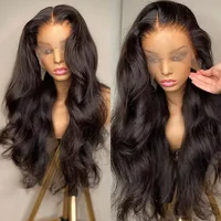 Perruque Lace Frontale 13x4 13x6 en Cheveux Humains Brésiliens Remy 250% Noirs, Ondulés et Mouillés, Effet Body Wave, 40 42 Pouces, avec Dentelle HD 1