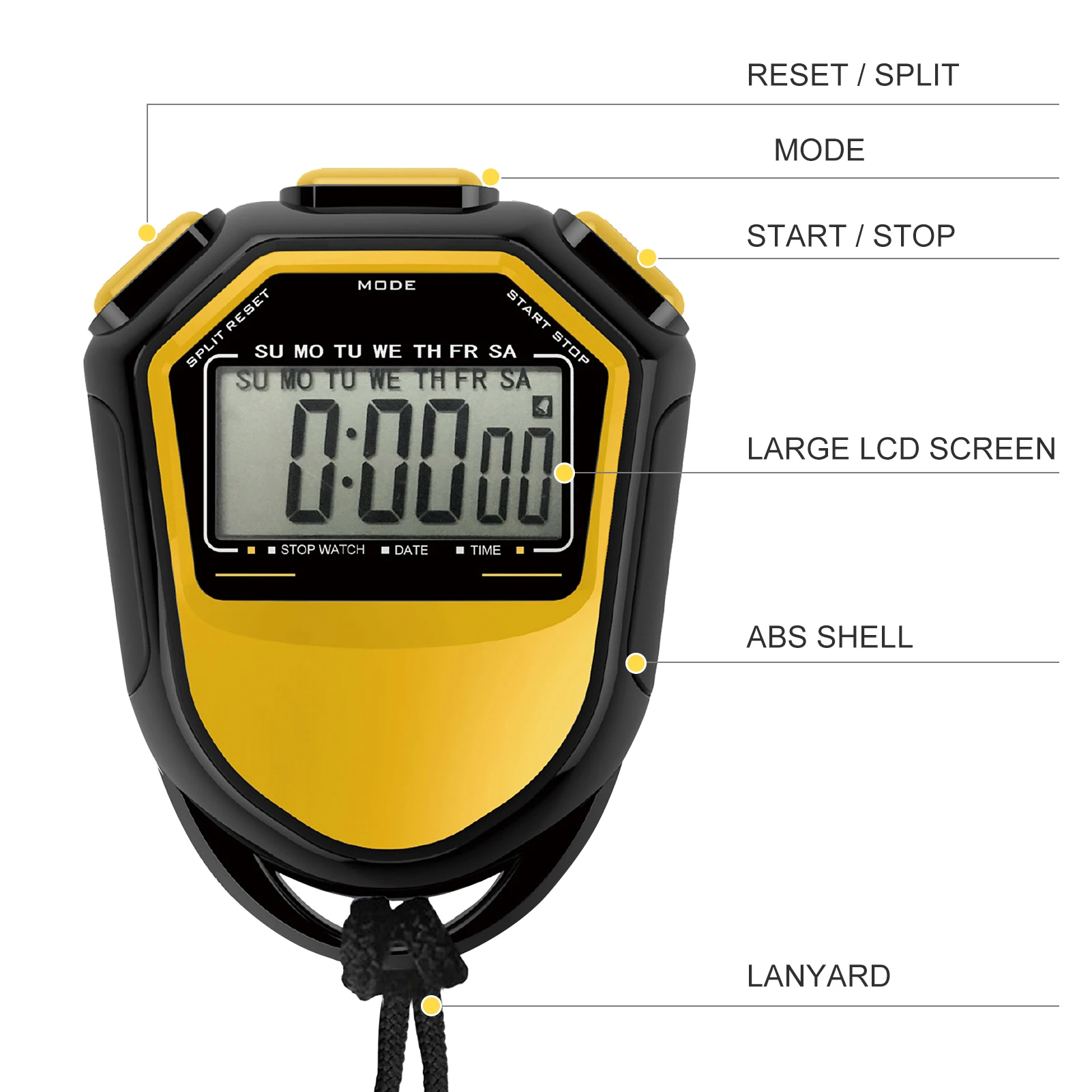 Lixada Waterproof Stopwatch Digital Handheld LCD Timer Chronographs Sports Counter with Strap for Swim Running Football Training