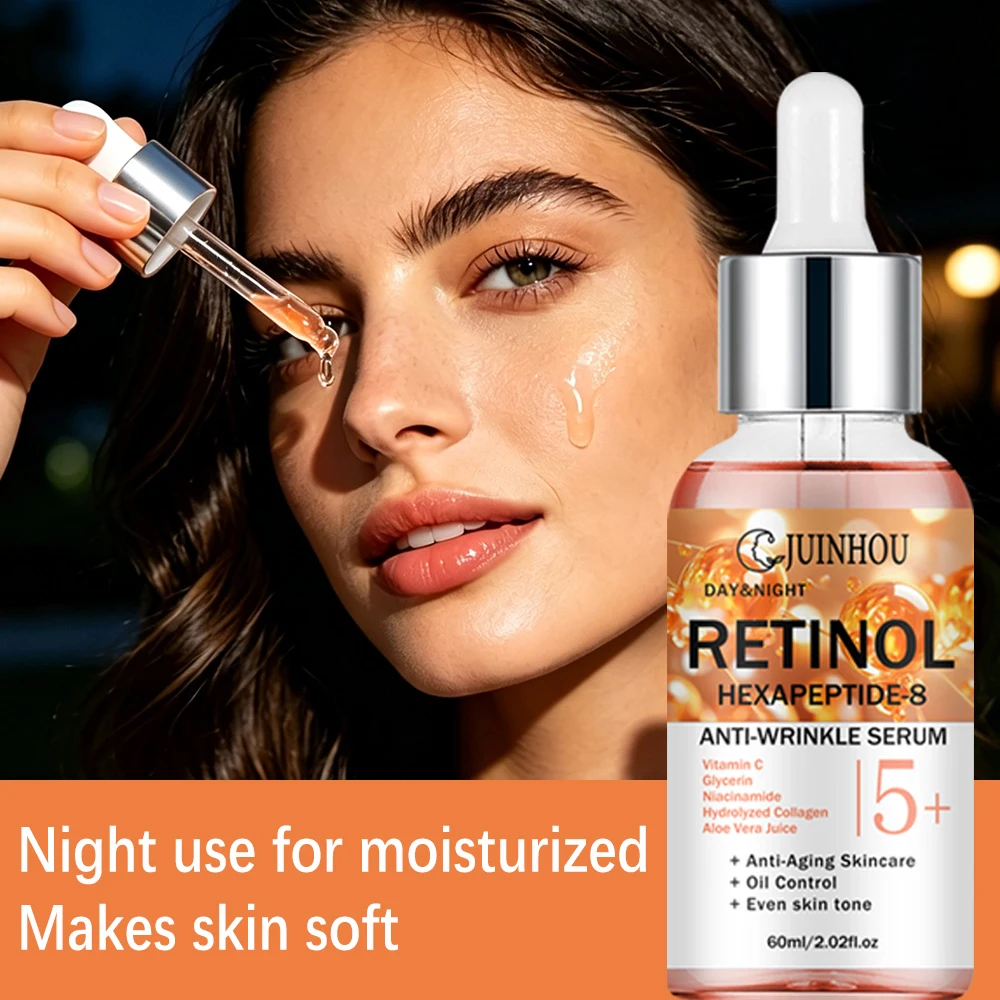 Siero Ringiovanente per il Viso JUINHOU con Complesso Retinolo ed Hexapeptide-8, Leviga la Pelle Ruvida, Stimola il Collagene, Affina i Pori, Illumina la Pelle Opaca - immagine 5