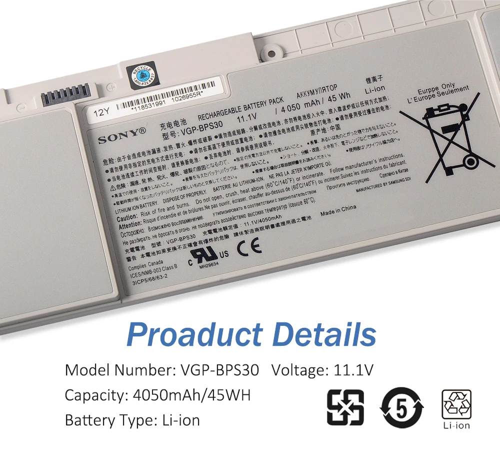 Etesbay Vgp-bps30 4050mah Bateria do Portátil para Sony Svt11 45wh Svt13 T11 T13 Svt131 Svt131a11t Sv-t1115fd Sv-t1113fgs Sv-t1115fg - Imagem 3