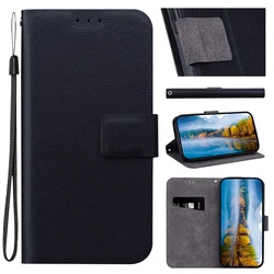 Magnetic Leather Flip Cover Wallet Phone Case - MOTO E7i POWER (Black)