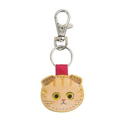 Charming Cartoon Leather Cat Keychain Pendant - Fashionable Kawaii Kitten Bag Accessory (A3)