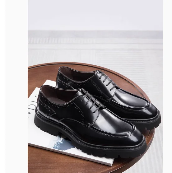 Scarpe in pelle da uomo, Uomo in pelle, scarpe da lavoro in pelle con suola spessa, traspiranti, scarpe da sposa da sposo