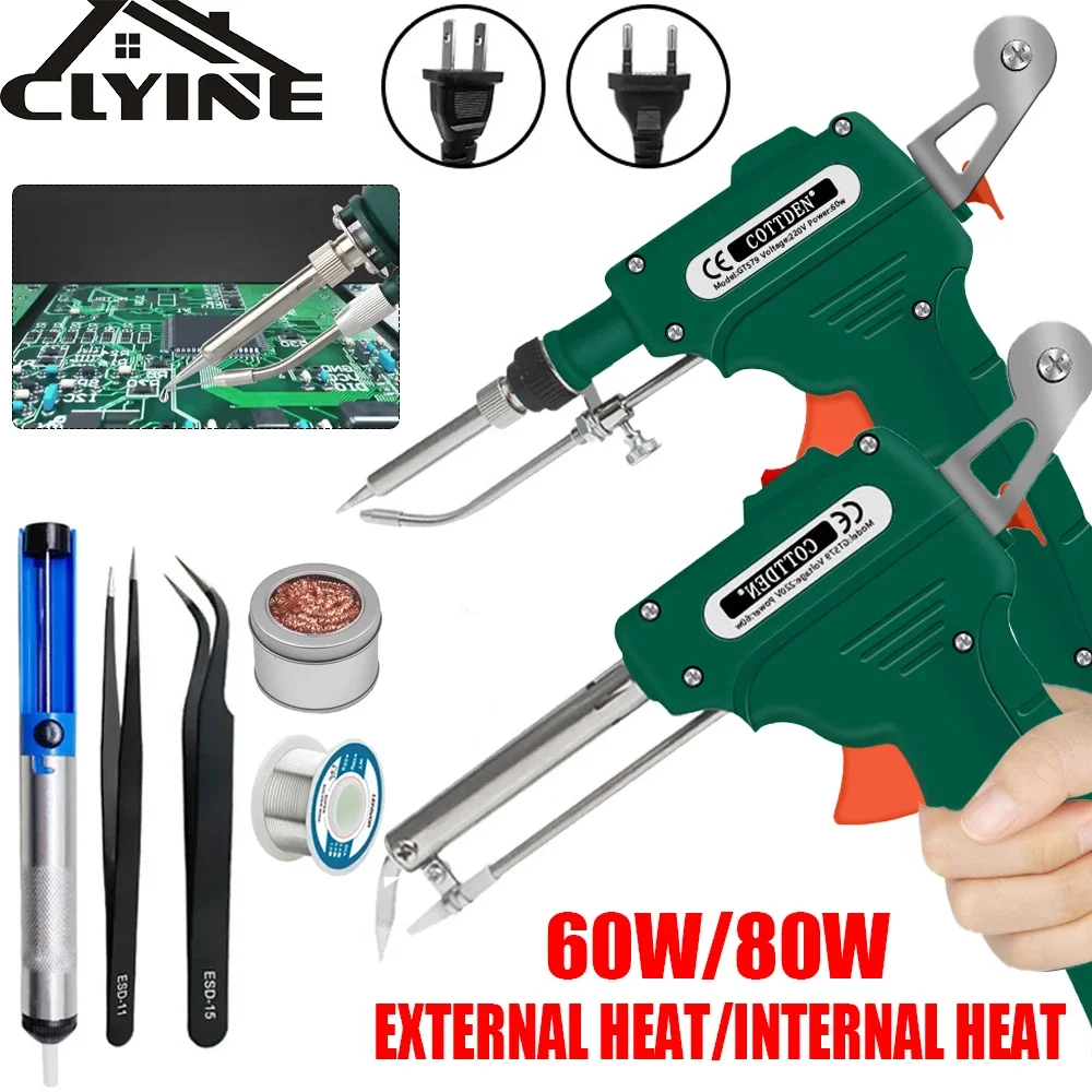 Electric Tin Welder Automatic Soldering Iron For Electronic Welding Tin Gun Hand-Held Internal External Send Heating Repair Tool 80w automatic electric soldering iron tin gun hand held internal heating automatically send tin gun welding heating repair tools