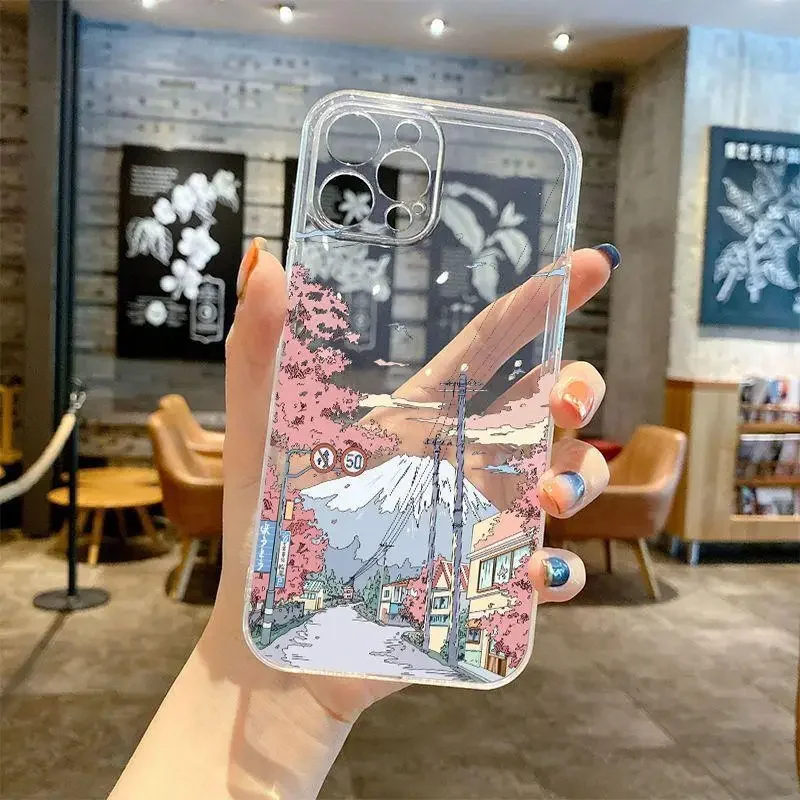 Anime Street Sunset Clouds Landscape Phone Case - Artistic and Stylish Protection Cover