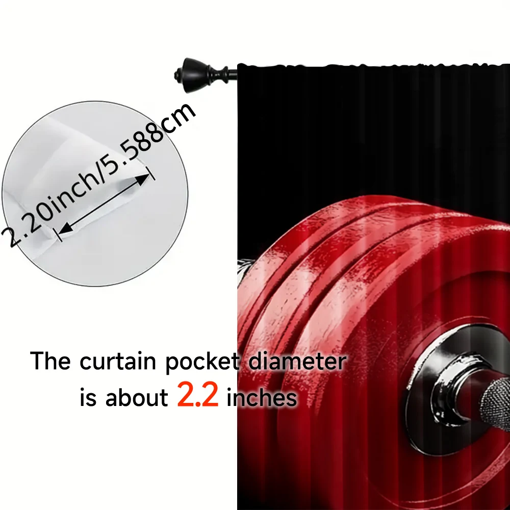 2pcs, spring summer Curtains Red dumbbells fitness equipment sports gym exercise tools barbell sports applicable Yarn Curtains 5