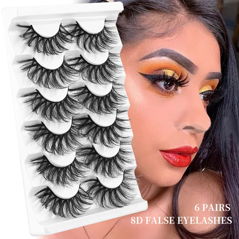 

6pairs Europe and The United States New Thick 8D Natural Fresh High Imitation Mink Hair False Eyelashes Russian Volume Extension