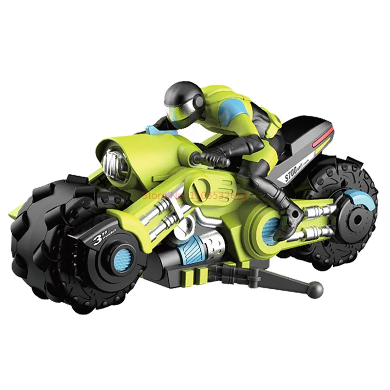 Juguetes de motocicleta eléctrica para niños, coche de control remoto, rotación de deriva, acrobacias 3D, 1: 10