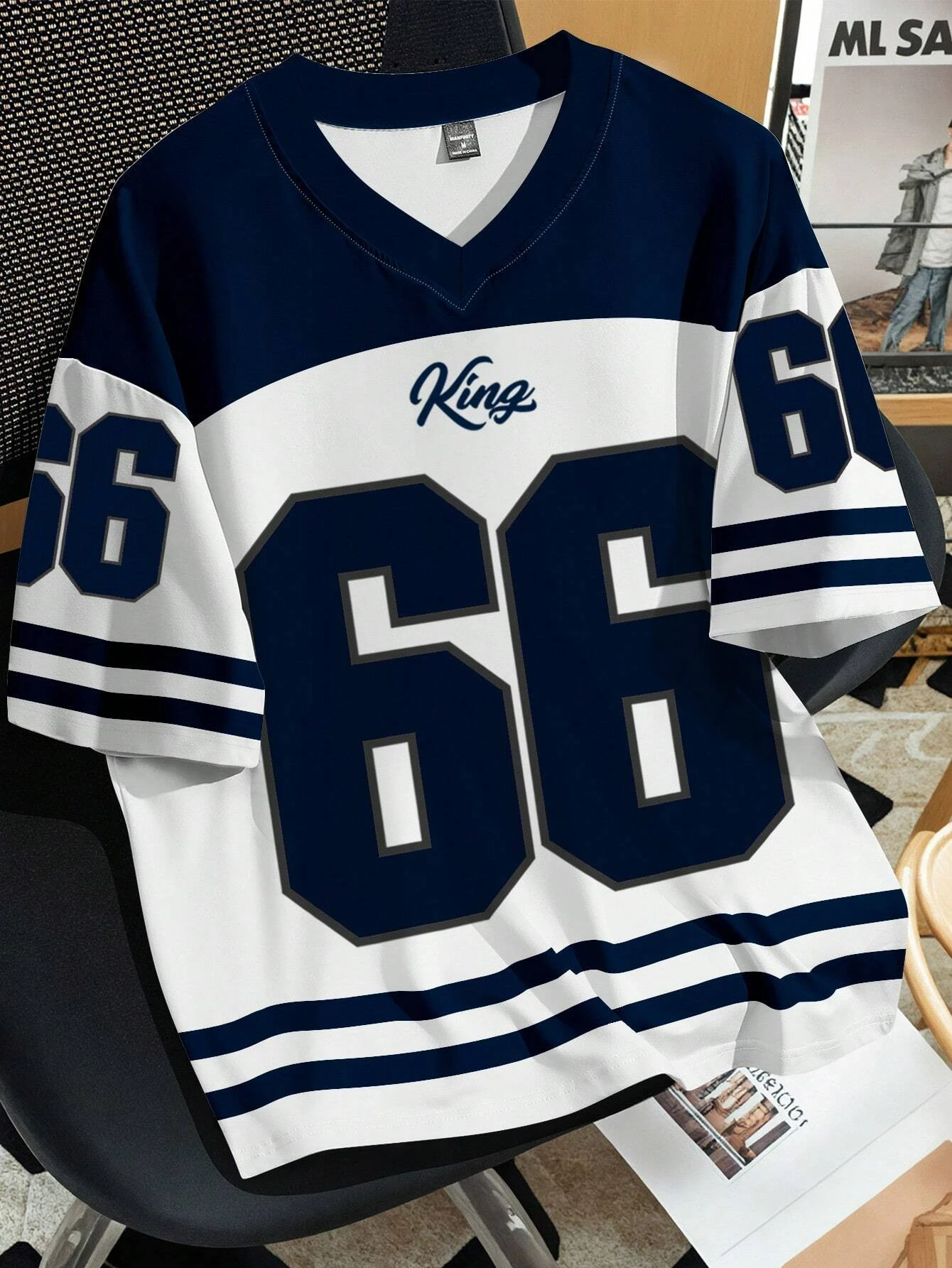 Women Clothing No.66 V-neck Football Jersey -04