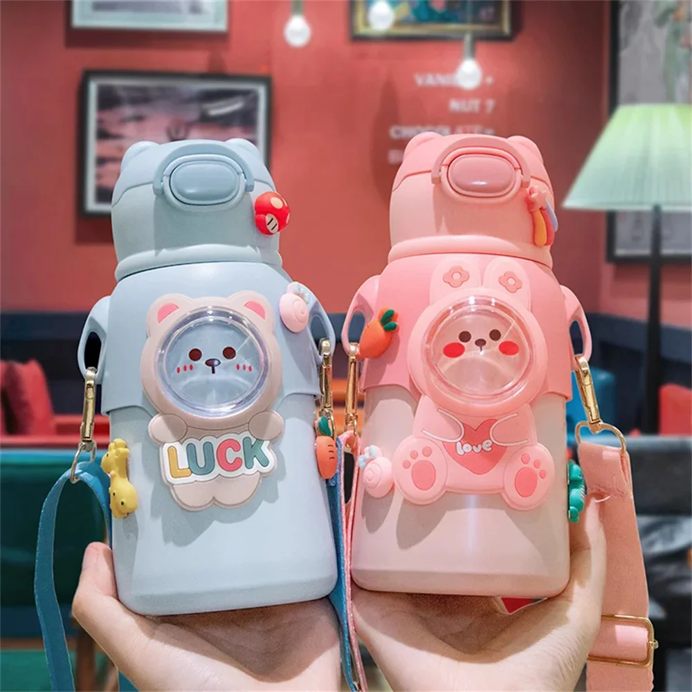 

Children Thermos Mug Stainless Steel Leak-Proof Vacuum Flask With Straw Cartoon Thermal Water Bottle Thermocup Drinkware