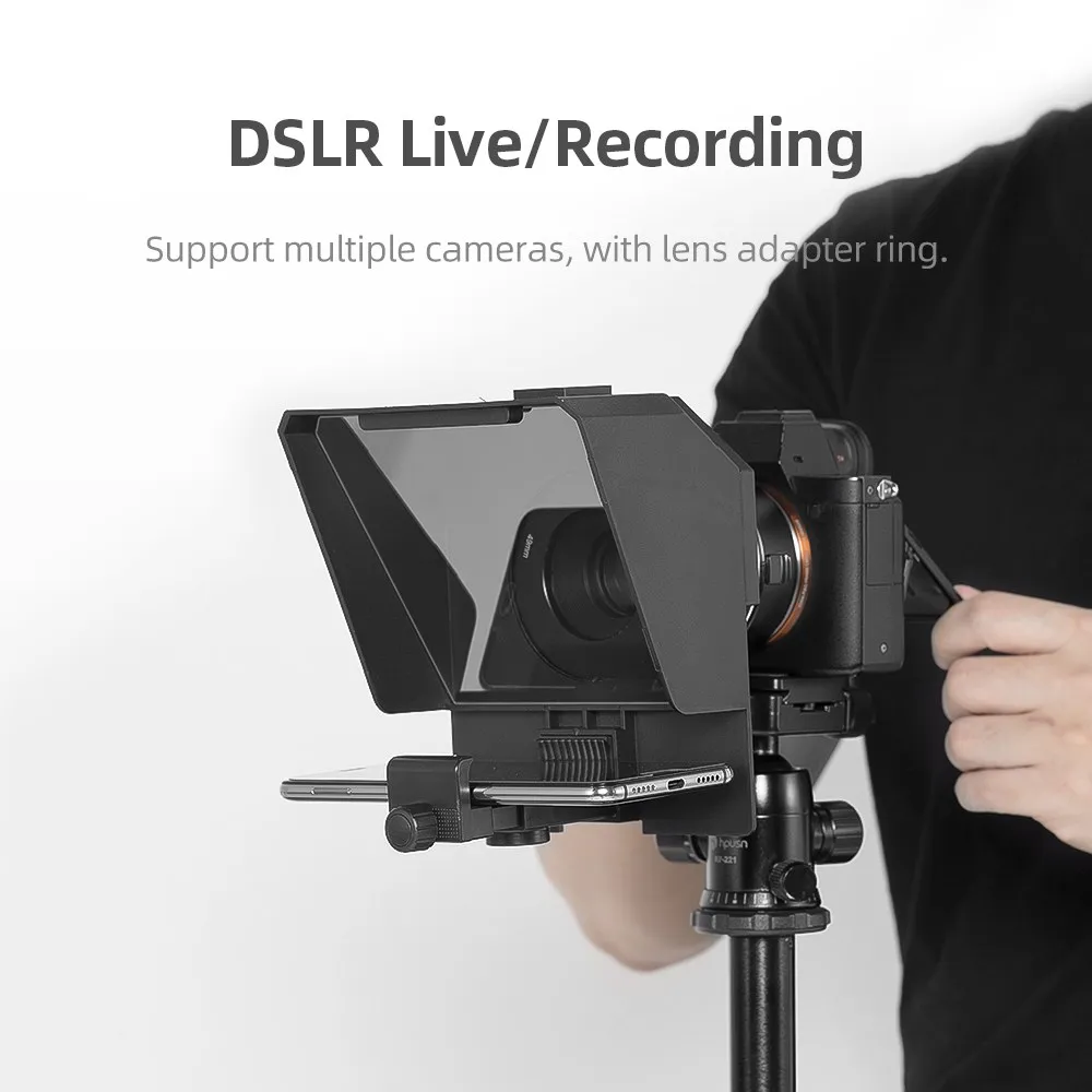 AMBITFUL Phone and DSLR Recording T1 Mini Teleprompter Portable Inscriber Mobile Teleprompter Artifact Video With Remote Control