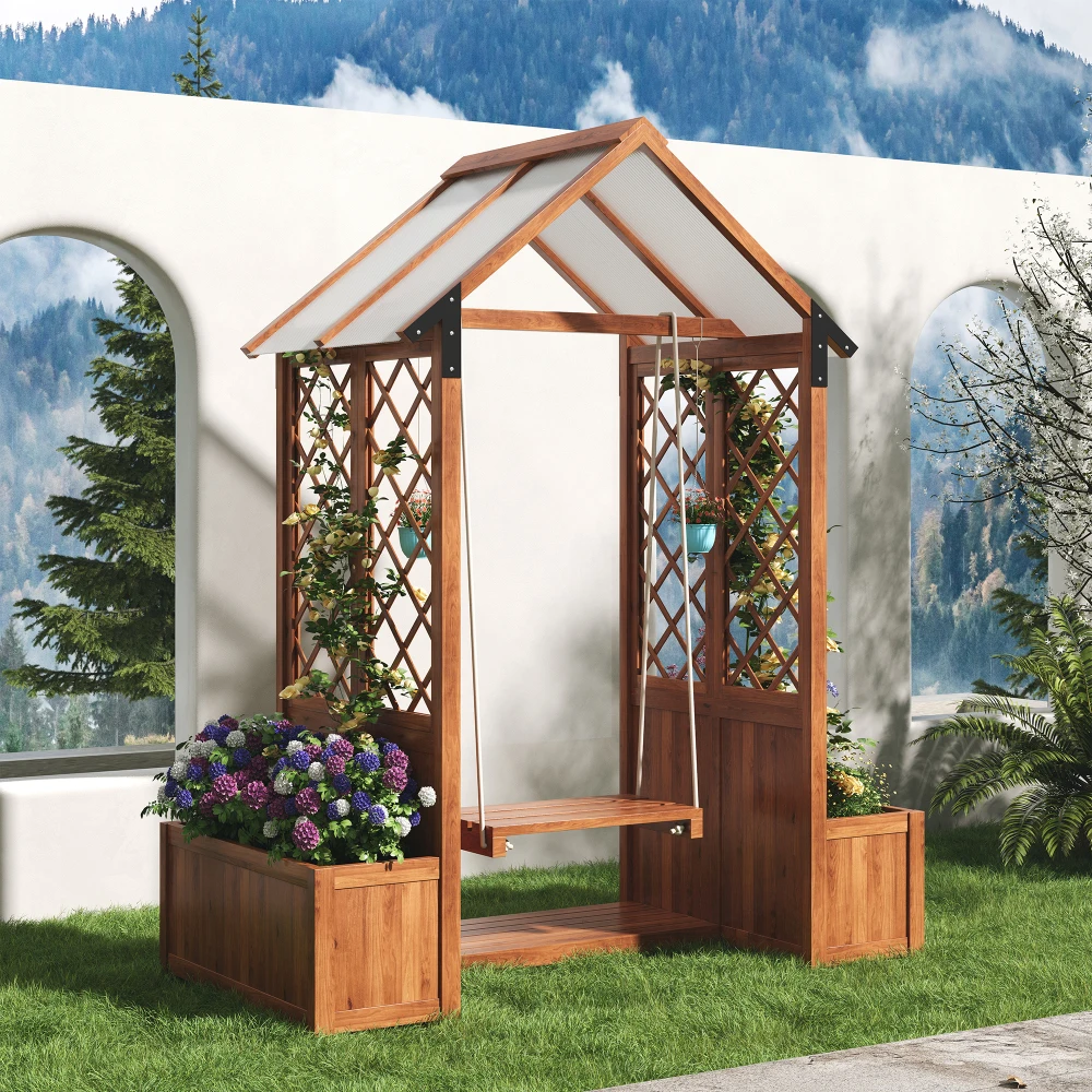 Fichtenholz-Gartenkübel mit Trennwand & Sitzfläche, Großvolumiger Outdoor-Pflanzkasten Hochbeet, Multifunktionaler Blumentopf – Detail 24