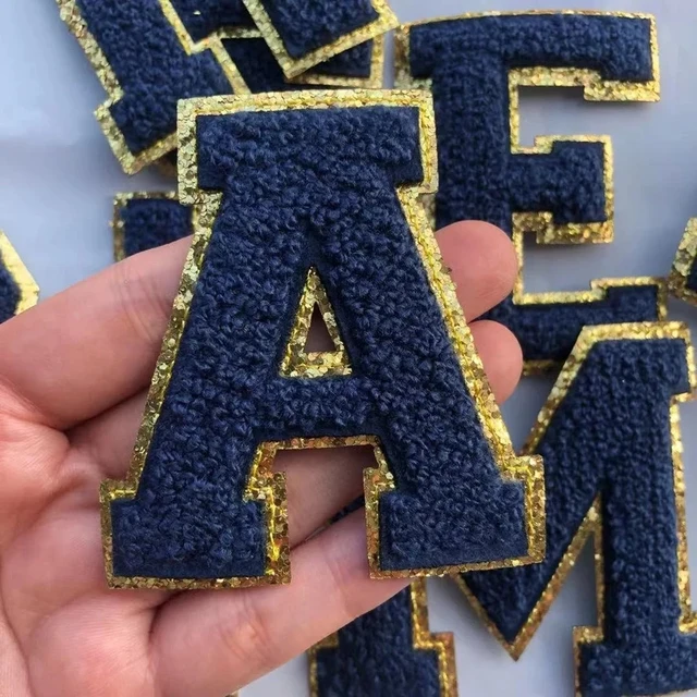 A-Z 26pc Stick on Chenille Patches 5.5cm/6.5cm/8.0cm Embroidery Patch  Alphabet Letters Set For Clothing Bag