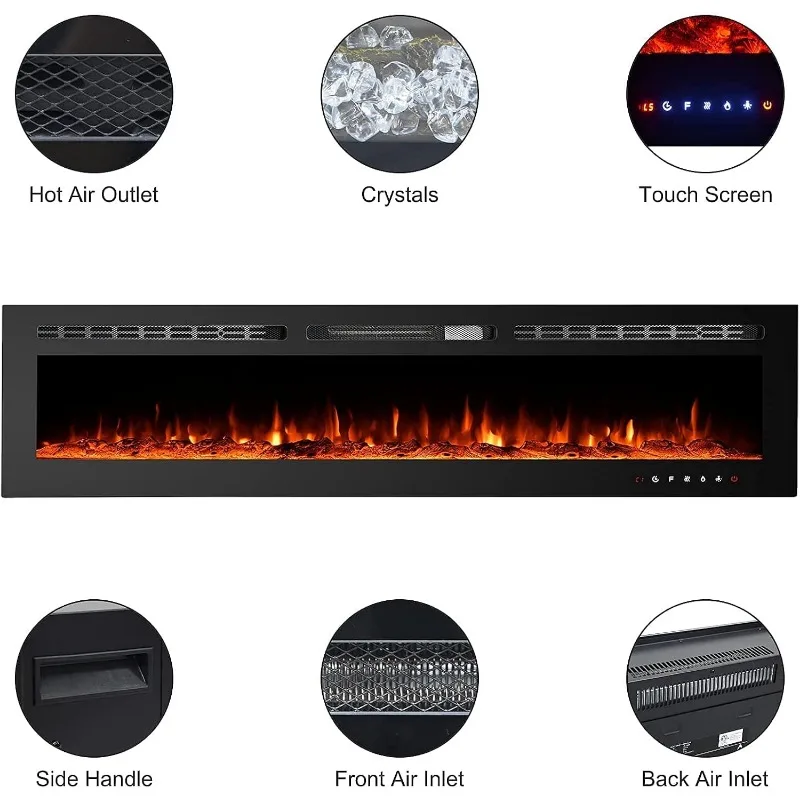 CharaVector 70 Inch Electric Wall Mounted Fireplace