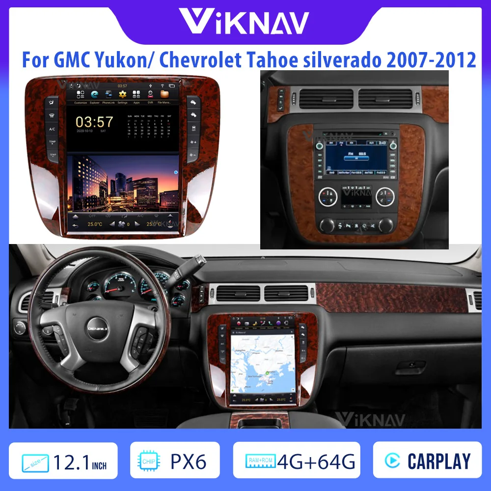 

Car Radio For GMC Yukon/ Chevrolet Tahoe/Chevrolet Silverado 2007-2012 GPS Navigation Tesla Style Car Stereo 12.1Inch