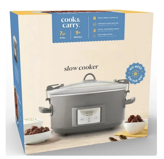 7-Quart Cook and Carry Programmable Slow Cooker, Grey 2