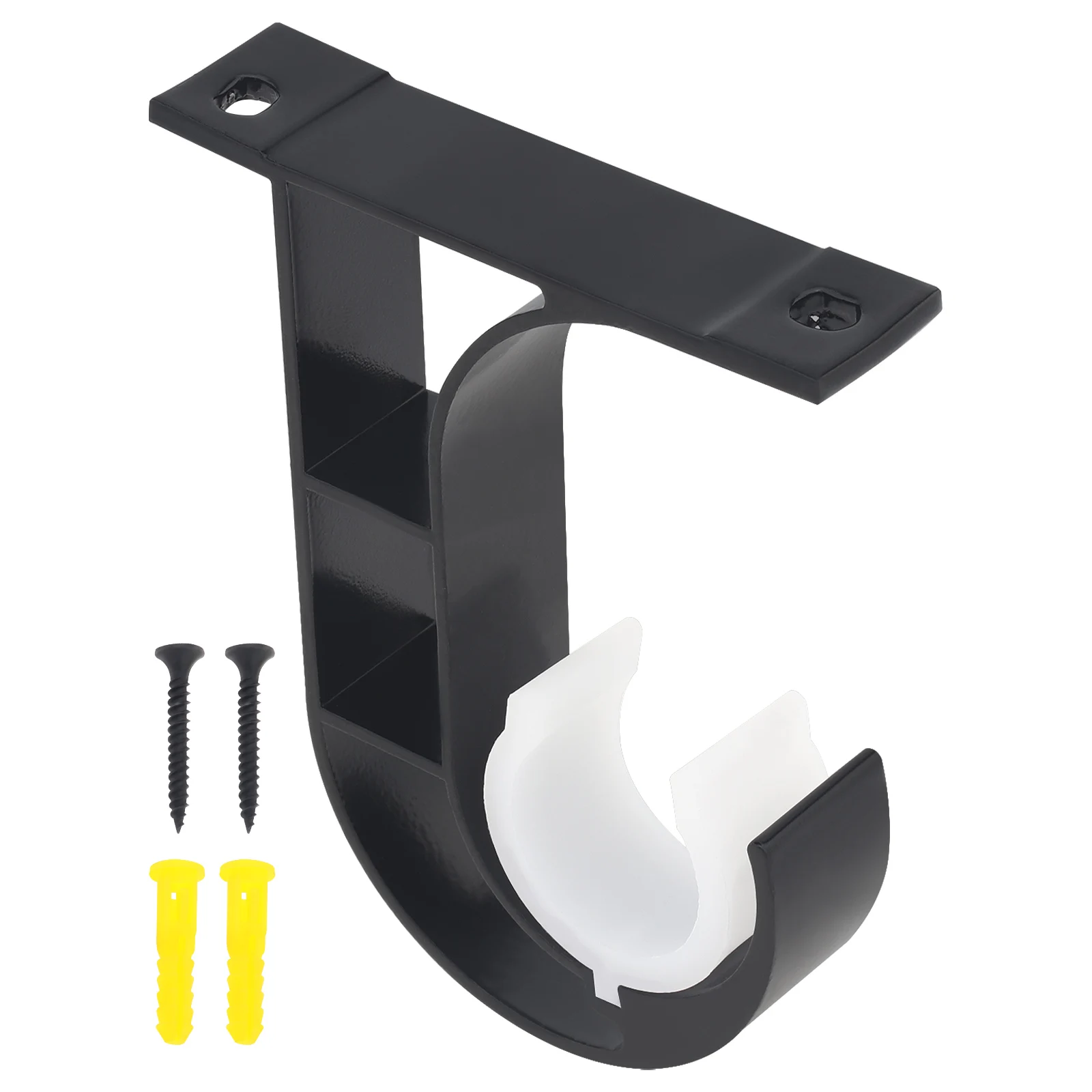 Aluminum Alloy Curtain Rod Bracket Installation Hook Hanger Heavy Duty Curtain Rod Holders with Matching Screws