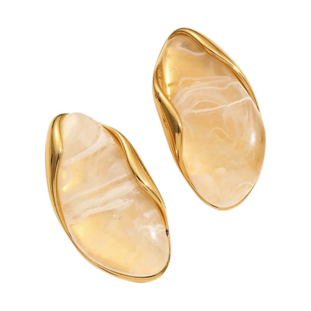 Stainless Steel Resin Amber Earrings Translucent Lightweight Chunky Hoop Earrings Hypoallergenic Drop Hoops Translucent