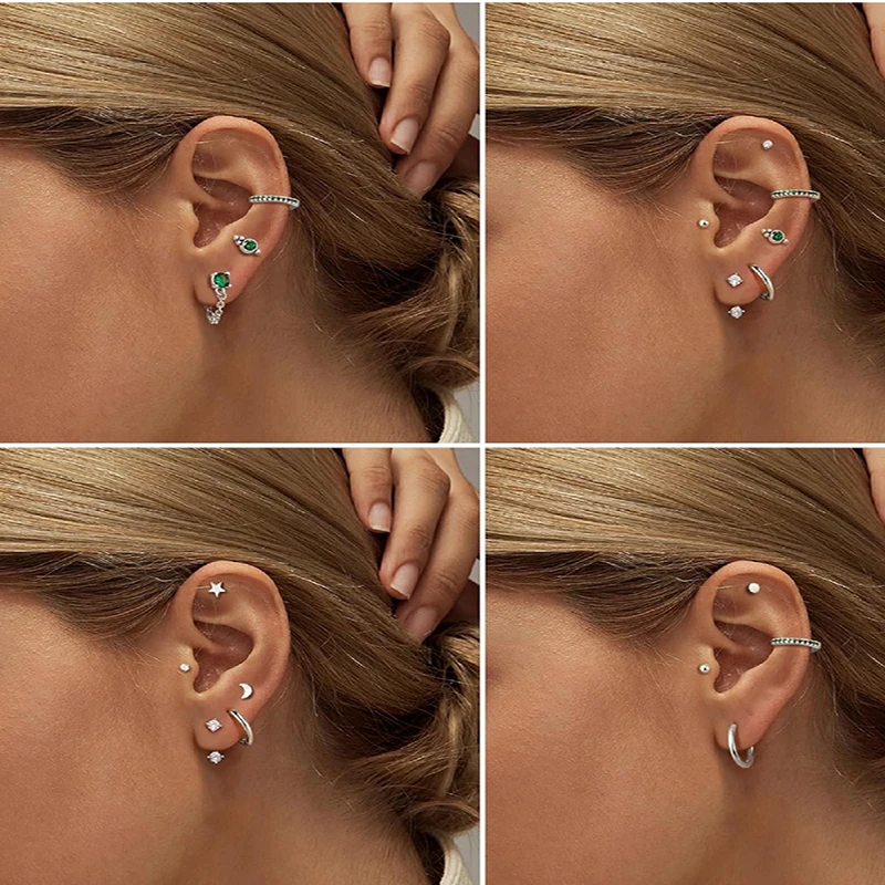 Stud Earrings for Women 2Pcs Stainless Steel Flat Back