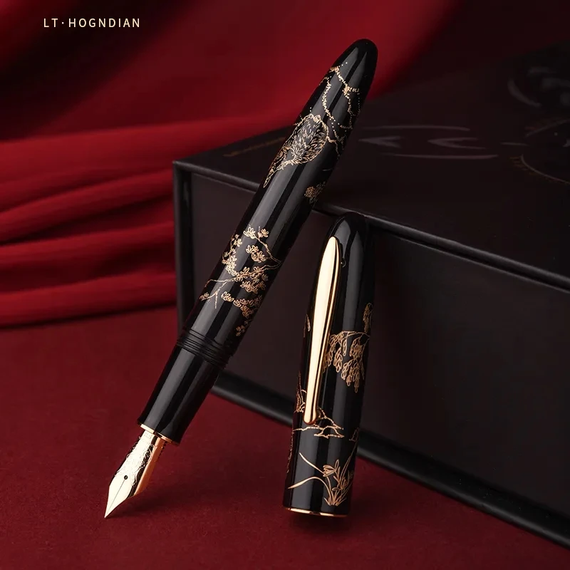 Hongdian N23 Fountain Pen 2023 Rabbit Year Limited High-End Students Business Office Supplies Gold Carving Writing Gifts Pens