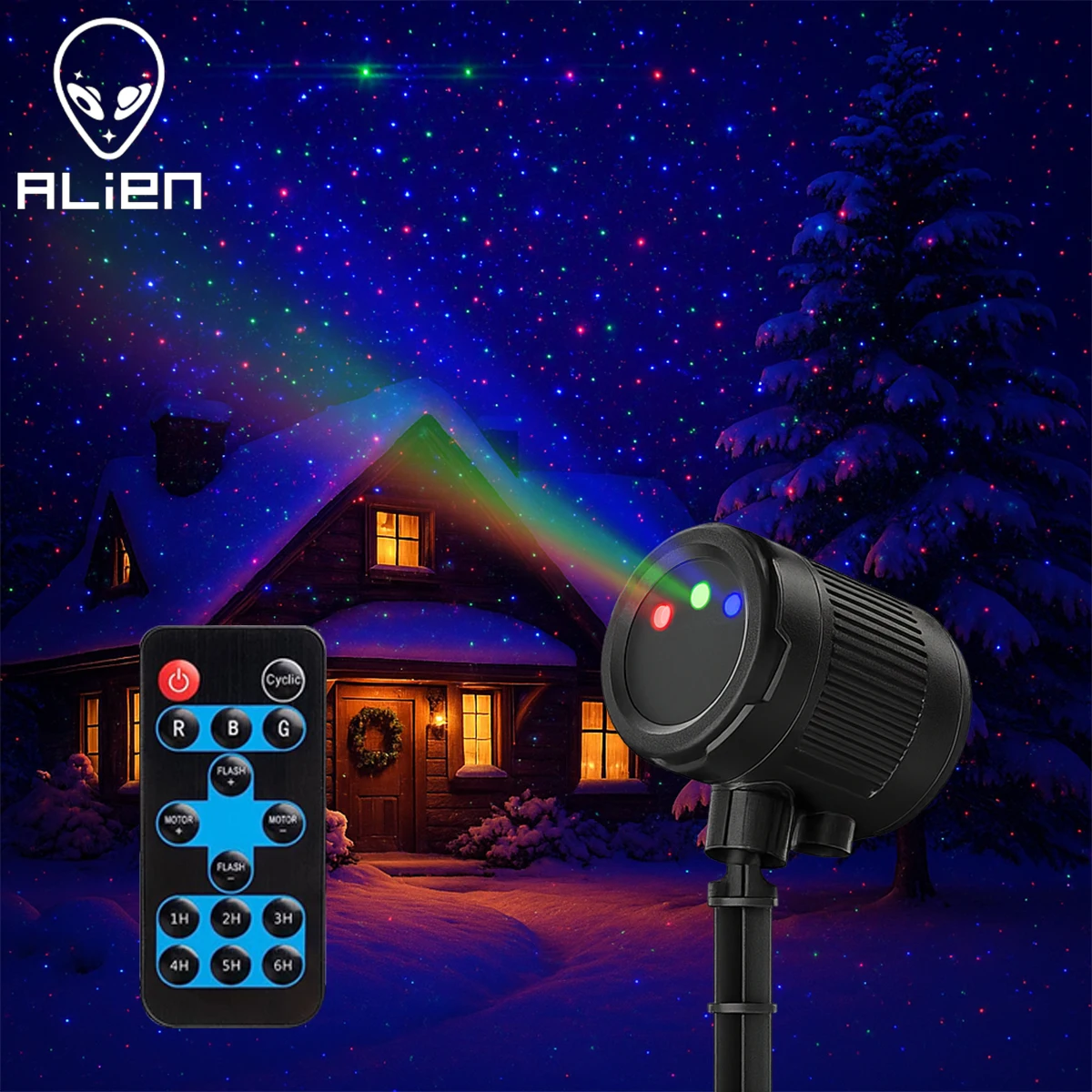 ALIEN mobile statique rouge vert bleu points étoile noël Laser douche projecteur extérieur jardin étanche vacances arbre de noël lumière