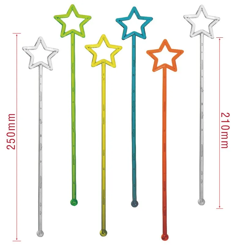 Bar Barware Tools Hollow Out Star Color Transparent PS Plastic Disposable Mixing Cocktail Picks Stirring Stick 30 PC 25cm cocktail skewers disposable skewers