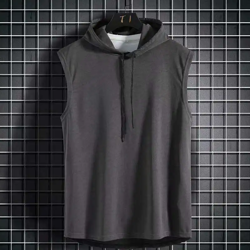 Solid Color Men's Tank Tops Vest Sleeveless Tees For Male Hooded Man Vests Tops Hip Hop Men Tank Top T shirt