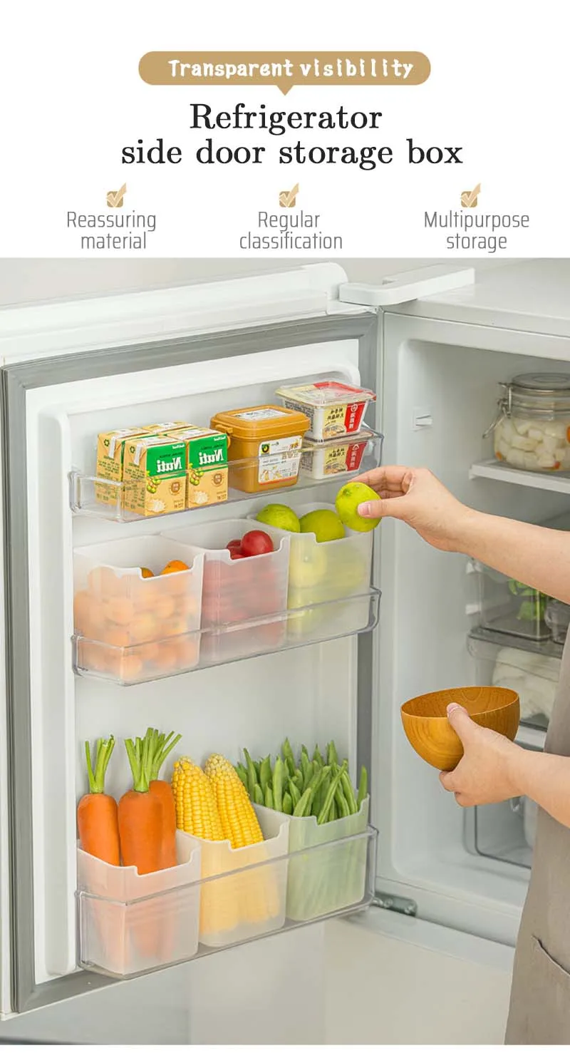 1pc Refrigerator Side Door Storage Box For Food Classification And
