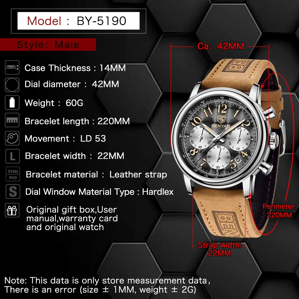 New Watch For MenTop Brand Leather Quartz Wristwatches Waterproof Chronograph Military Sports Watch For Men Relogios Masculino