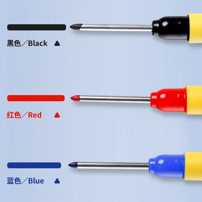 6pcs/set 33mm Red/Blue/Black Long Head Marking Pen Woodworking Decoration Deep Hole Waterproof Pen Multipurpose Marking Tool