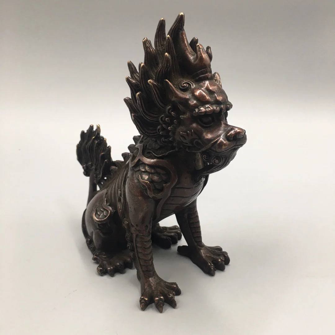 

Exquisite antique pure copper lucky unicorn ornament
