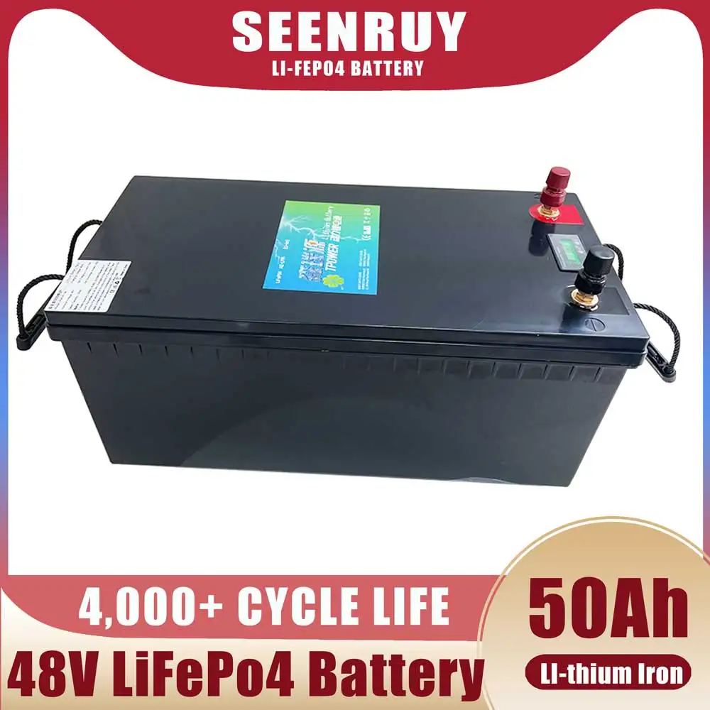 

Литиевый аккумулятор SEENRUY LifePo4 48 в 50 Ач для мотоцикла/трика/карт/резервного питания/домашнего хранения энергии 1800 Вт 1500 Вт