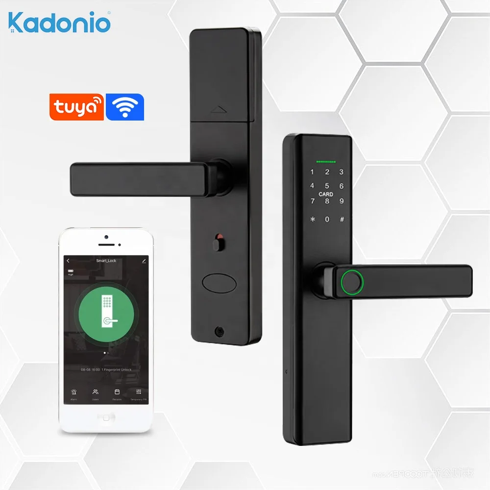 

Kadonio Tuya Smart Locks Wifi Security Electric Digital Fingerprint Smart Door Lock For Wooden Doors