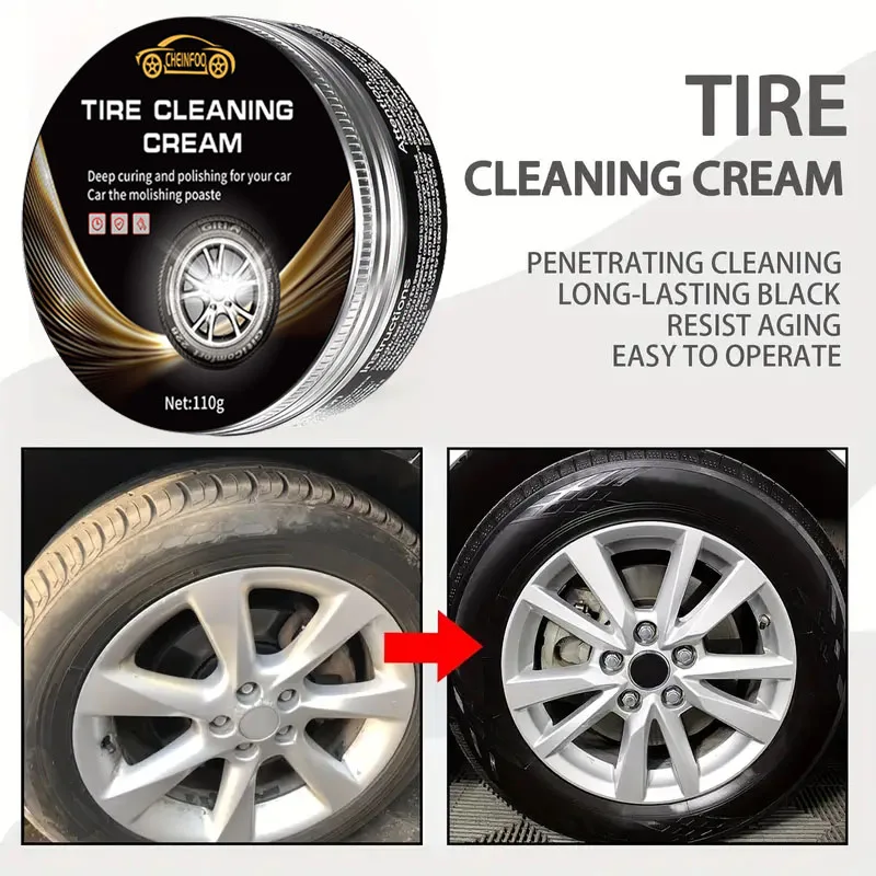 Car Tire Refurbishment Black And Bright Coating Paste Tire Wax Darkening Gloss Durable Bright Decontamination Cleaner tire shine paste tire shine wax