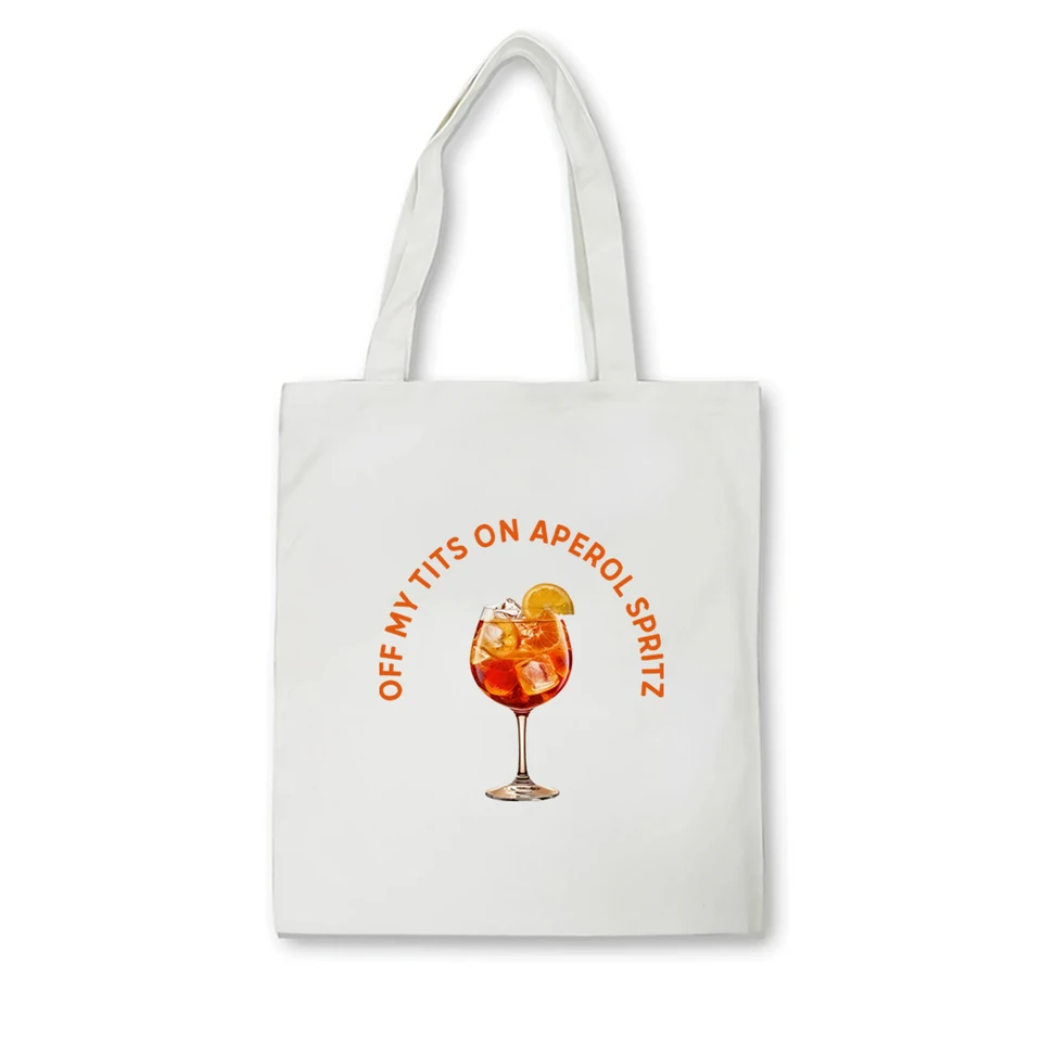 Tote Bag Aperol Spritz AKTAP, Borsa A Tracolla In Cotone E Lino, Regalo Divertente Per Amiche, 40x38cm
